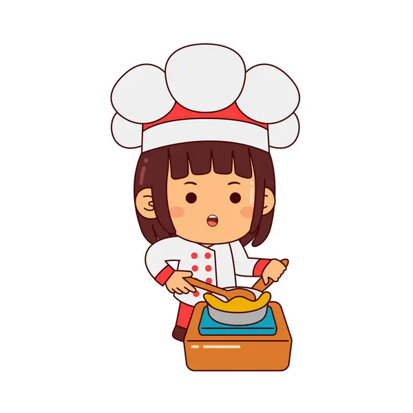 Sevimli şef kız çizgi film karakteri