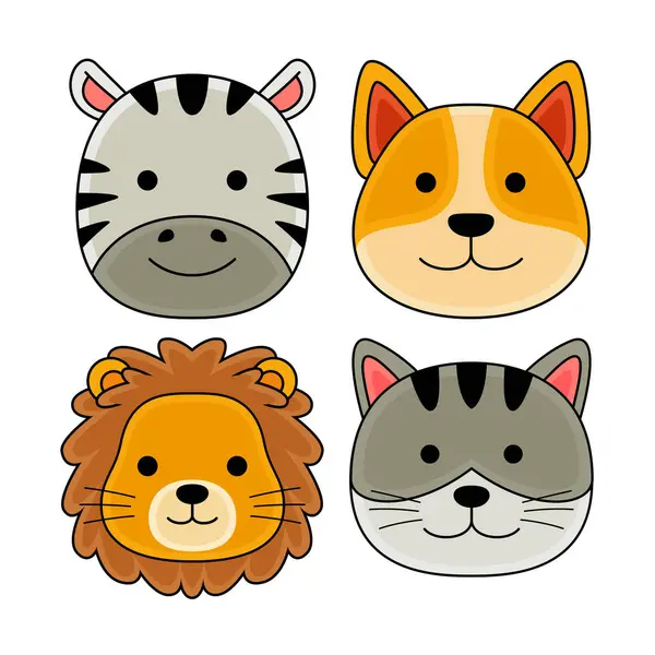 yüzyüze hayvan element vektör illüstrasyonu