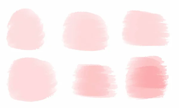 Conjunto Pincel Aquarela Rosa Pastel Isolado Branco Vetor — Vetor de Stock