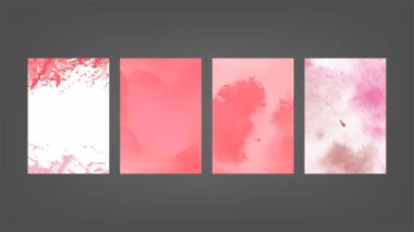 Poster, broşür ya da el ilanı, suluboya posterler, el ilanları ya da kartlar için pembe vektör arkaplan seti. Sancak şablonu.