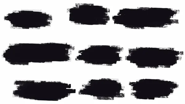 Conjunto Grande Cepillo Golpe Grunge Negro Bandera Etiqueta Para Diseño — Vector de stock