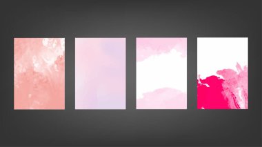 Poster, broşür ya da el ilanı, suluboya posterler, el ilanları ya da kartlar için pembe vektör arkaplan seti. Sancak şablonu.