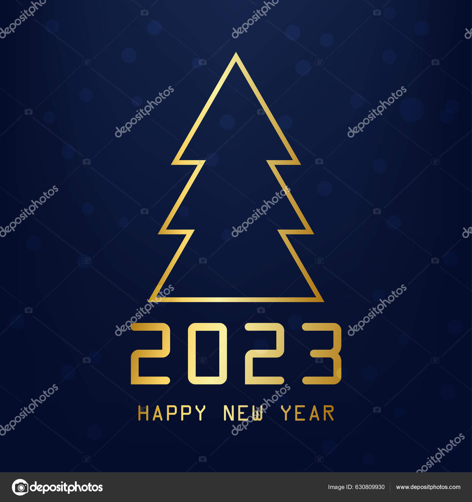 Happy New Year 2023 Christmas Tree Blue Background Copy Space Stock