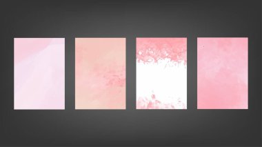 Poster, broşür ya da el ilanı, suluboya posterler, el ilanları ya da kartlar için pembe vektör arkaplan seti. Sancak şablonu.