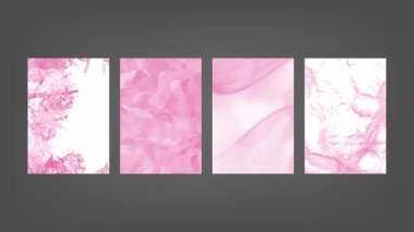 Poster, broşür ya da el ilanı, suluboya posterler, el ilanları ya da kartlar için pembe vektör arkaplan seti. Sancak şablonu.