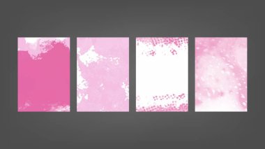 Poster, broşür ya da el ilanı, suluboya posterler, el ilanları ya da kartlar için pembe vektör arkaplan seti. Sancak şablonu.