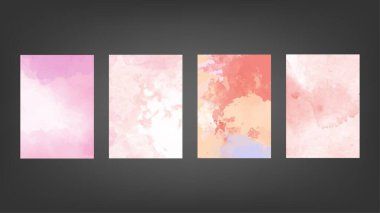 Poster, broşür ya da el ilanı, suluboya posterler, el ilanları ya da kartlar için pembe vektör arkaplan seti. Sancak şablonu.