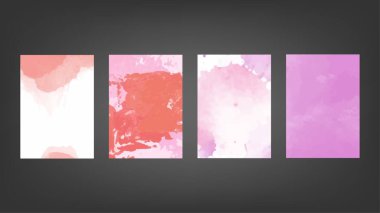 Poster, broşür ya da el ilanı, suluboya posterler, el ilanları ya da kartlar için pembe vektör arkaplan seti. Sancak şablonu.