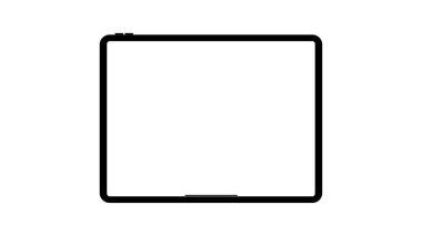 Beyaz arka plan üzerinde izole boş yatay ekrana sahip modern siyah tablet bilgisayar. Vektör çizimi