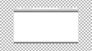 Şeffaf arkaplanda boş tarayıcı penceresi. Araç çubuğu ile boş web sayfası modellemesi