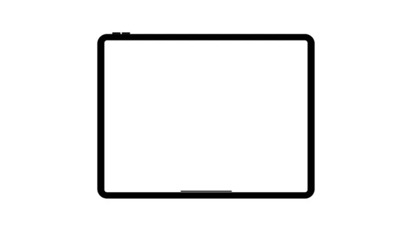 Beyaz arka plan üzerinde izole boş yatay ekrana sahip modern siyah tablet bilgisayar. Vektör çizimi