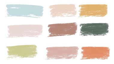 Pastel renkli suluboya fırça kümesi beyaz vektör üzerinde izole.