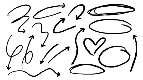 透明な背景に手描き矢印をセット ベクトル — ストックベクタ