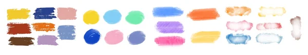 Uppsättning Pastell Färgglada Akvarell Borste Isolat Vit Vektor — Stock vektor
