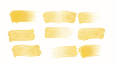 Sarı suluboya fırça kümesi beyaz vektör üzerinde izole.