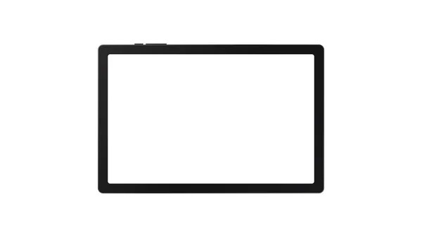 白の背景に隔離された空白のタッチスクリーンとフレアとタブレットの黒の色 現実的で詳細な装置のモックアップ ストックベクトルイラスト — ストックベクタ