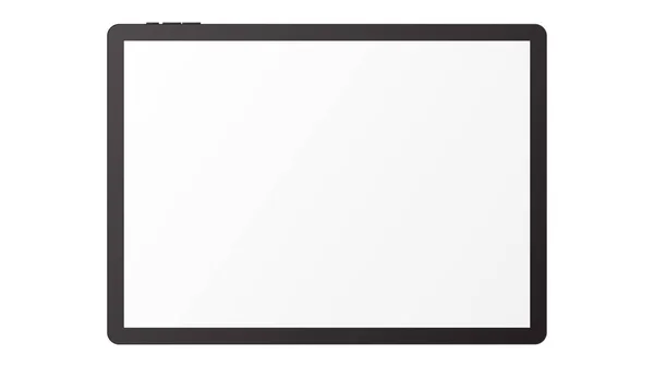 Tablet Black Color Blank Touch Screen Flare Isolated White Background — Vetor de Stock