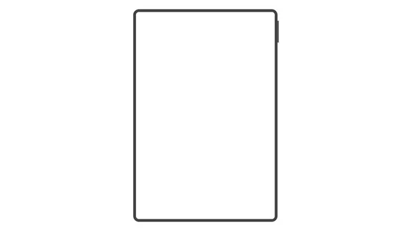 Tablet Black Color Blank Touch Screen Flare Isolated White Background — Vetor de Stock