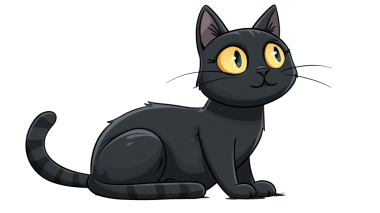 Beyaz arka planda kedi çizgi filmi.