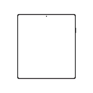 beyaz arkaplanda boş dokunmatik ekranlı tablet siyah rengi. Gerçekçi ve detaylı cihaz modeli. hisse vektör illüstrasyonu