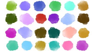 Bir grup vektör fırça darbesi. Fırça darbeleri. Boya fırçası seti. Renkli set.