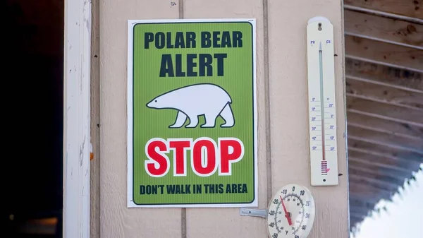 Sinal Alerta Urso Polar Dois Termómetros Exteriores Com Temperaturas Abaixo — Fotografia de Stock