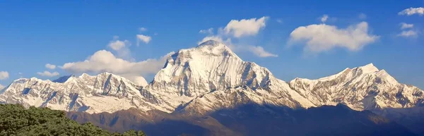 Panoramiczny Widok Ośnieżony Szczyt Dhaulagiri Siódma Wysokości Góra Świata Znajduje Zdjęcia Stockowe bez tantiem