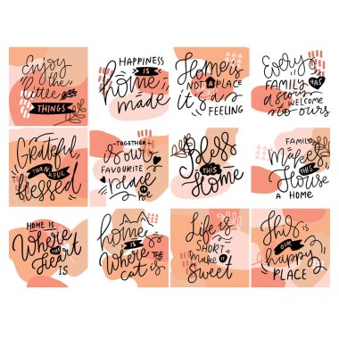 Soyut biege arka planında harf olan ev posterleri.