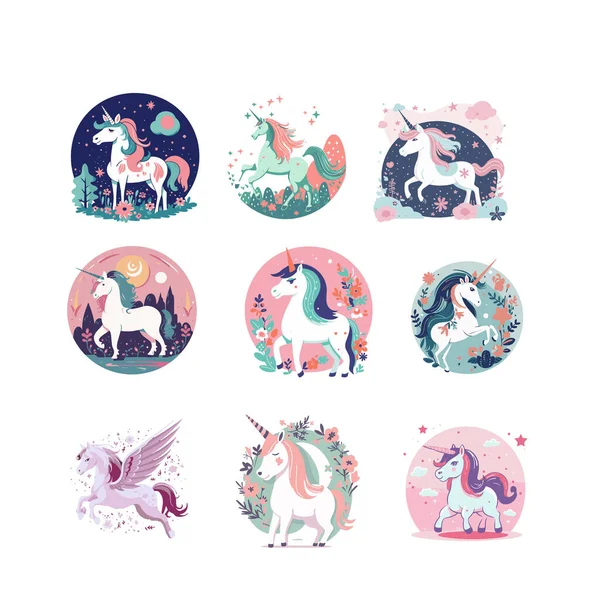 stock vector unicorn set illustration for your design