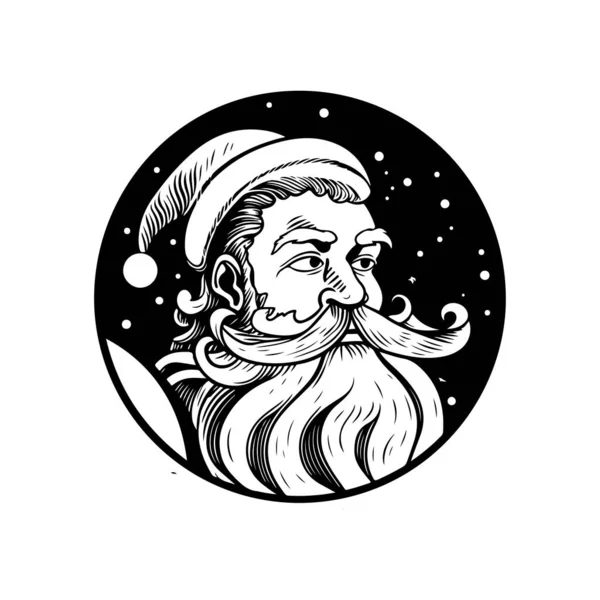 Santa Claus Línea Arte Ilustración Simple Para Diseño — Vector de stock