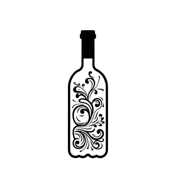 Illustrazione Bottiglia Vino Isolata Fondo Bianco — Vettoriale Stock