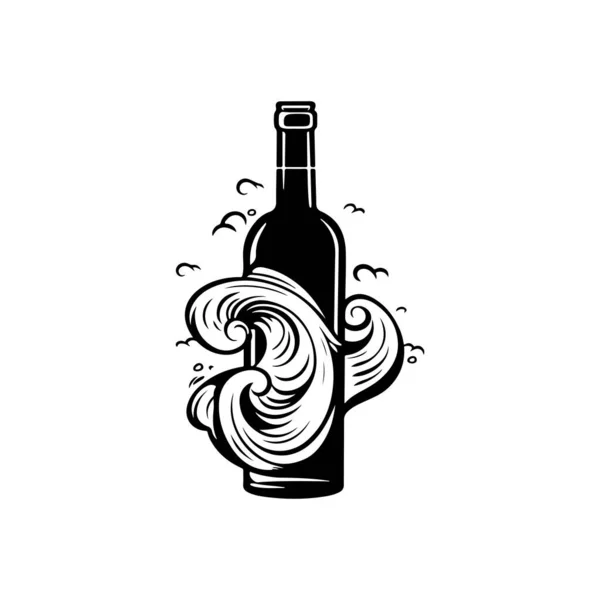Ilustración Botella Vino Aislada Sobre Fondo Blanco — Vector de stock