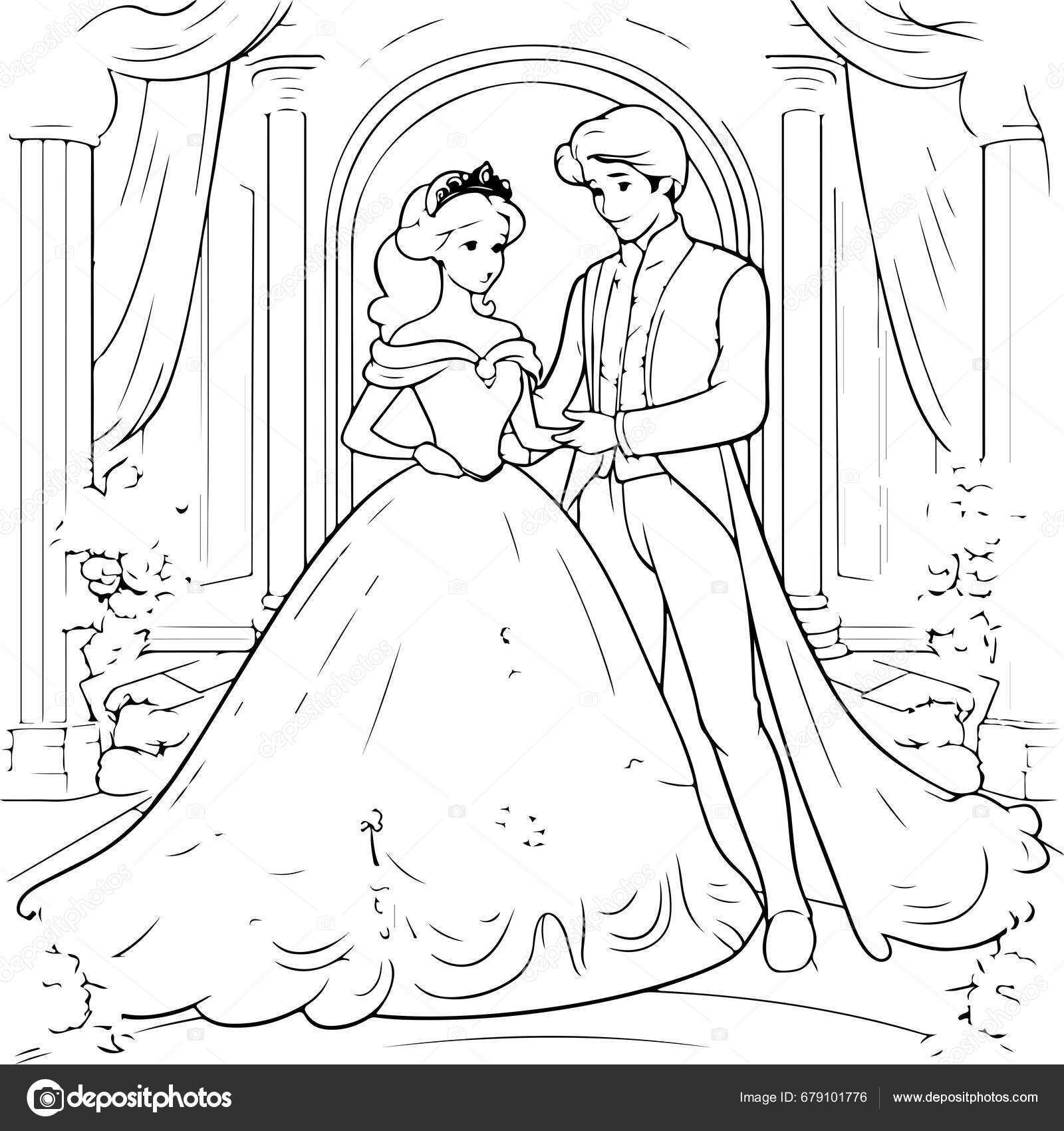 Princess Coloring Book Princess Prince Illustration Stock Vector by  ©VeronikaM 679101776