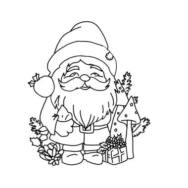 boyama kitabı için gnomes doğrusal illüstrasyonu