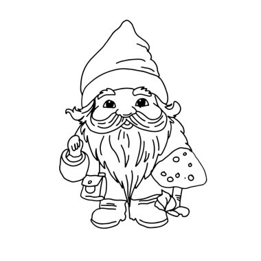 boyama kitabı için gnomes doğrusal illüstrasyonu