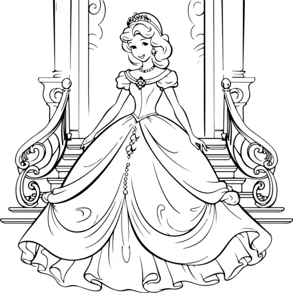 Princess Coloring Book Princess Prince Illustration Stock Vector