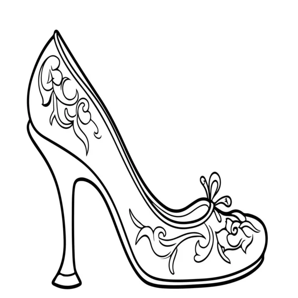 Princess Coloring Book Magic High Heel Illustration — Stock Vector