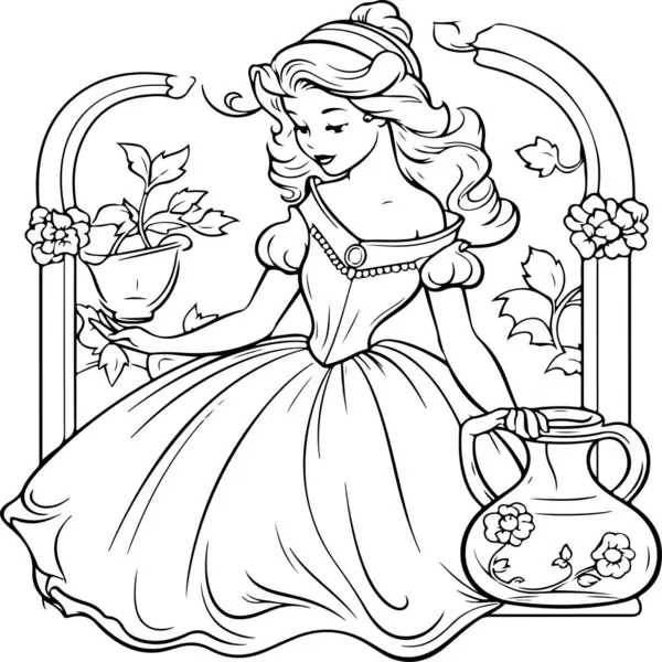 Иллюстрация Принцессы Концепция Раскраски Книги Векторная Графика