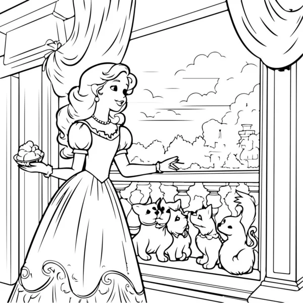 Иллюстрация Принцессы Концепция Раскраски Книги Лицензионные Стоковые Иллюстрации