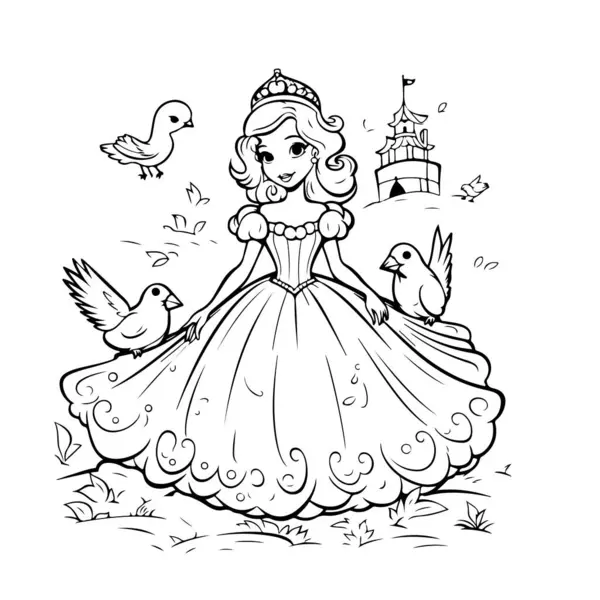 Иллюстрация Книги Раскраски Принцессы Стоковый вектор
