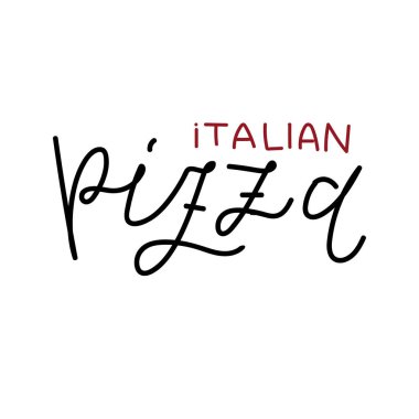 Eritme malzemeli tek bir peynirli pizza dilimi, yanında kalın harfli 'Pizza' eğlenceli, aromalı ve davetkar.