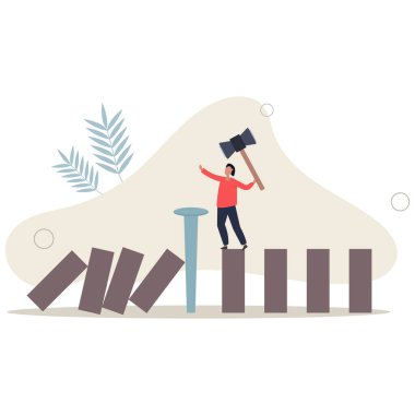 İş devamlılığı ve iyileşme, kriz yönetimi, felaketi ve riski koruma amaçlı proaktif, tehlike kavramını önlemek için önleme veya strateji. Düz vektör illüstrasyonu.