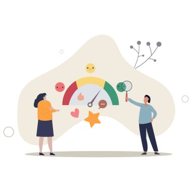 Sentiment analysis on customer feedback, brand reputation or positive review, social voice, rating or opinion report, reaction or survey concept.flat vector illustration. clipart