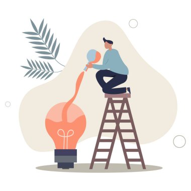 Deneyler, araştırmalar veya yeni fikirleri test etmek, başarı çözümünü keşfetmek veya yeni iş fikirleri, yenilikçi veya icat kavramını denemek. Düz vektör illüstrasyonu.