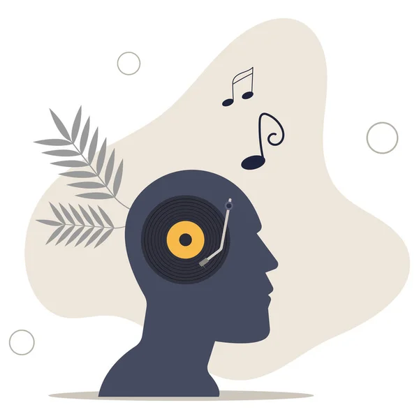 Zenét Hallgatni Tanulás Vagy Munka Közben Dallamot Pihenni Vagy Élvezni Stock Illusztrációk