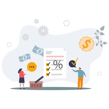 Tedarikçi ilişkileri ve iş ortakları iletişimi. Düzenli siparişler için fiyat planı pazarlığı ve mali anlaşma. Düz vektör illüstrasyonu.