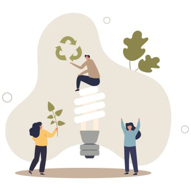 Düşük enerji aydınlatma tüketimi olarak enerji korunumu. Düz vektör illüstrasyonu.