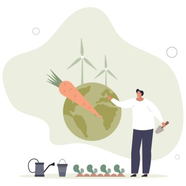 Sürdürülebilir tarım ve ekolojik yavaş besin büyümesi. Biyolojik sebzeler için temiz enerji kaynakları tüketimi ile çevre bahçeciliği.