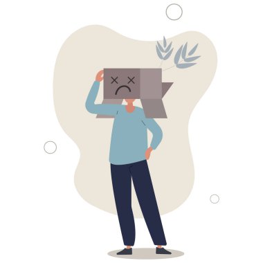 Mutsuz çalışan ya da memnun olmayan müşteri, aşırı çalışmaktan ya da iş yetersizliğinden depresyona girmiş, işten kaygılı ya da stresli. Düz vektör çizimi.