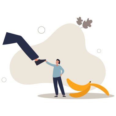 İş hatasından ya da başarısızlıktan kaçının, kazadan ya da tuzaktan, iş riskinde sigorta ya da uyarıdan kaçının ve kriz kavramında destek verin. Düz vektör illüstrasyonu.